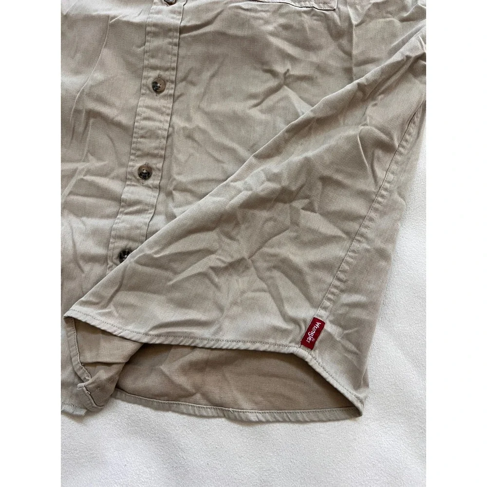 Wrangler Men's Beige Short Sleeve Button Up Work Shirt Size XL